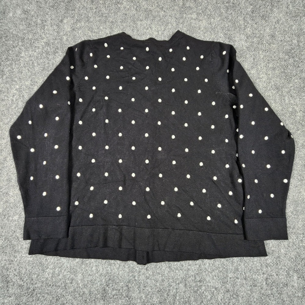 Charter Club Woman Black Polka Dot Cardigan Sweater 1X Embroidered Button Front - Picture 6 of 6